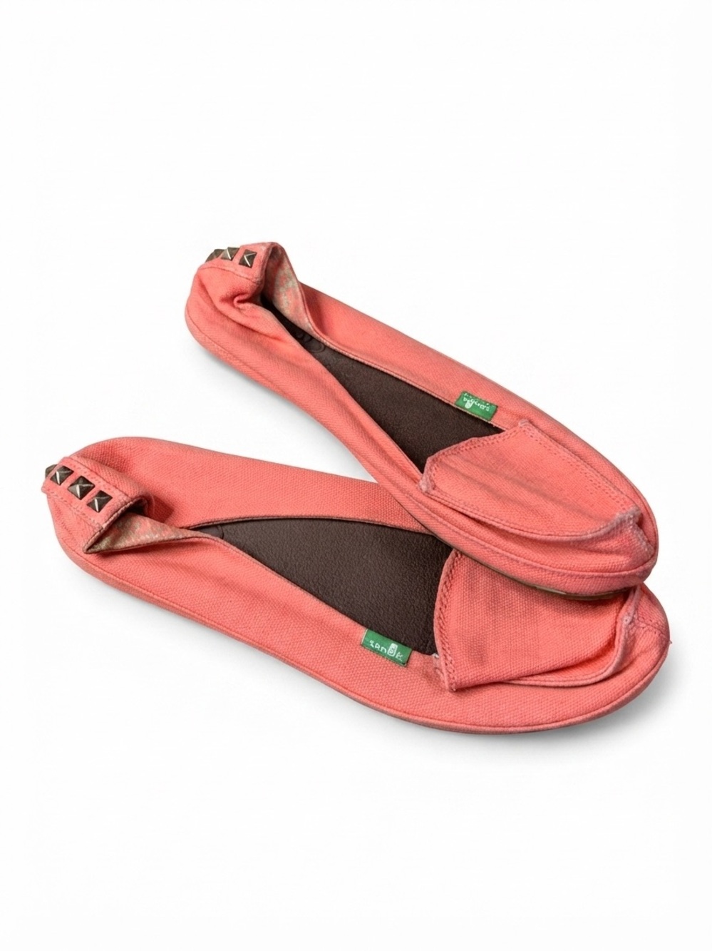 Sanuk Coral Canvas Slip-On Loafers Flats Studded Heel Size 7